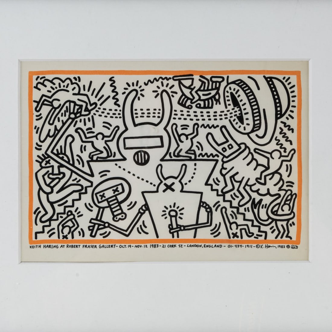 Keith Haring (1958 Reading, PA - 1990 New York) (after), Robert Fraser Gallery exhibition (1 of 3)