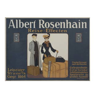 Julius Klinger, 'Albert Rosenhain', c. 1900: Color lithograph on paper. 67.5 x 91.5 cm (plate). 73.5 x 98 cm (in total). Monogrammed JK in the plate, marked: HOLLERBAUM & SCHMIDT BERLIN N 65. Glass frame.