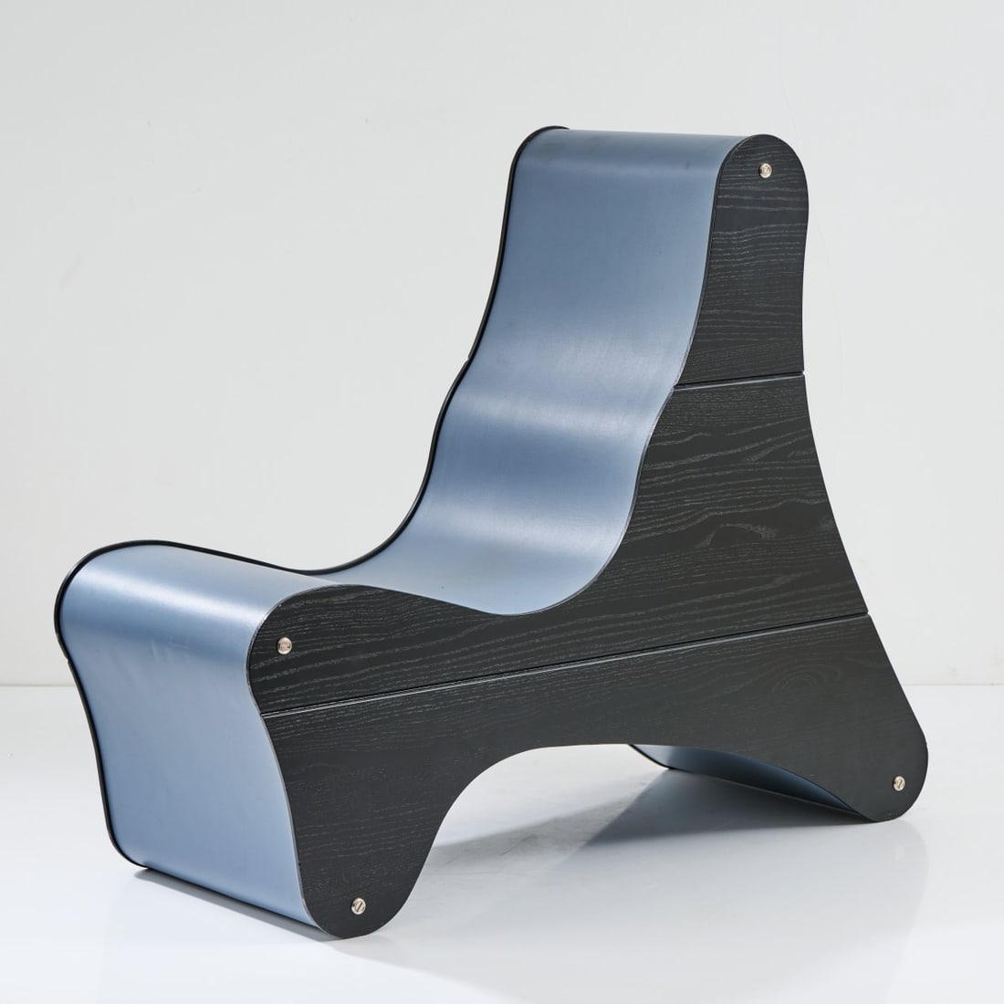 Friedrich Kiesler, 'Correalist Instrument' armchair, 1942: 90 x 86 x 39 cm. Made by Wittmann Möbelwerkstätte, Etsdorf. Wood, stained black, gray-blue linoleum. Literature: Koller, Radikalisierung der Phantasie, Design aus Österreich, Salzburg/V