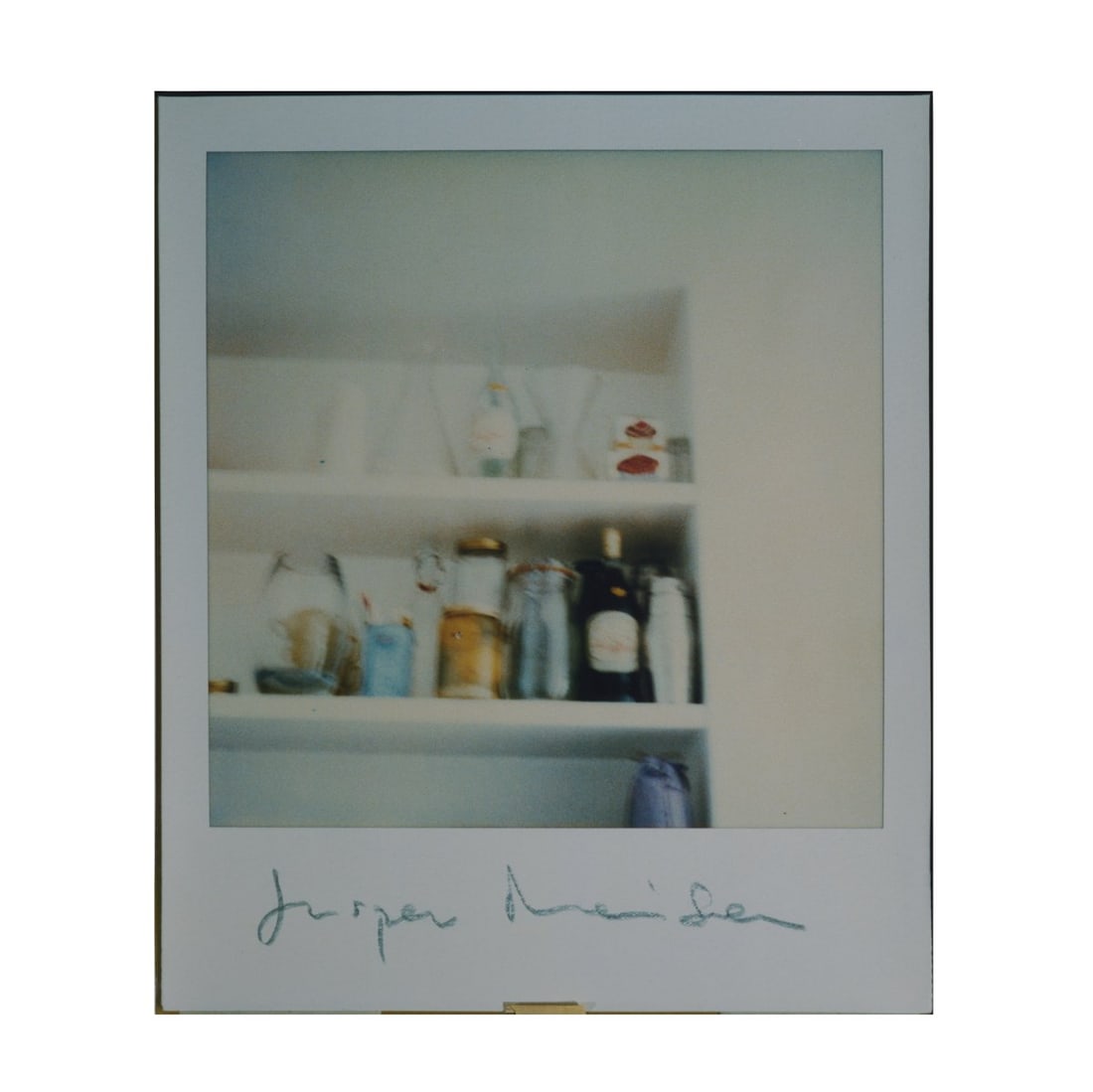 Jasper Morrison, Still life, probably 1990s: 11.0 x 9.0 cm; 48.5 x 39.9 cm. Polaroid and enlarged Polaroid on AGFA photo paper. Signed on the bottom of the original Polaroid: Jasper Morrison (pencil). The two unique pieces were probably created