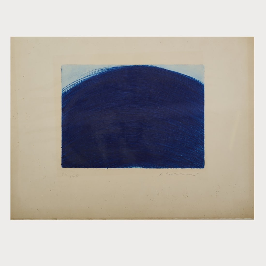 Arnulf Rainer (1929 Baden - lives and works in Enzenkirchen and Tenerife), 'Mar Azul', 2019: Color etching on wove paper. 31.5 x 43.7 cm (plate), 60.5 x 80.0 cm (frame). Numbered lower left: 28/50, signed lower right: A Rainer (pencil). Copy 28 of 50 copies. Framed under glass.