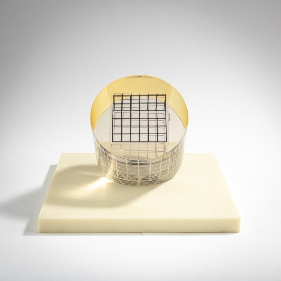 Enzo Mari, 'Deformazione ottico dinamica di un cubo in un cilindro - Serie a reticolo L', 1959 - (1 of 3)