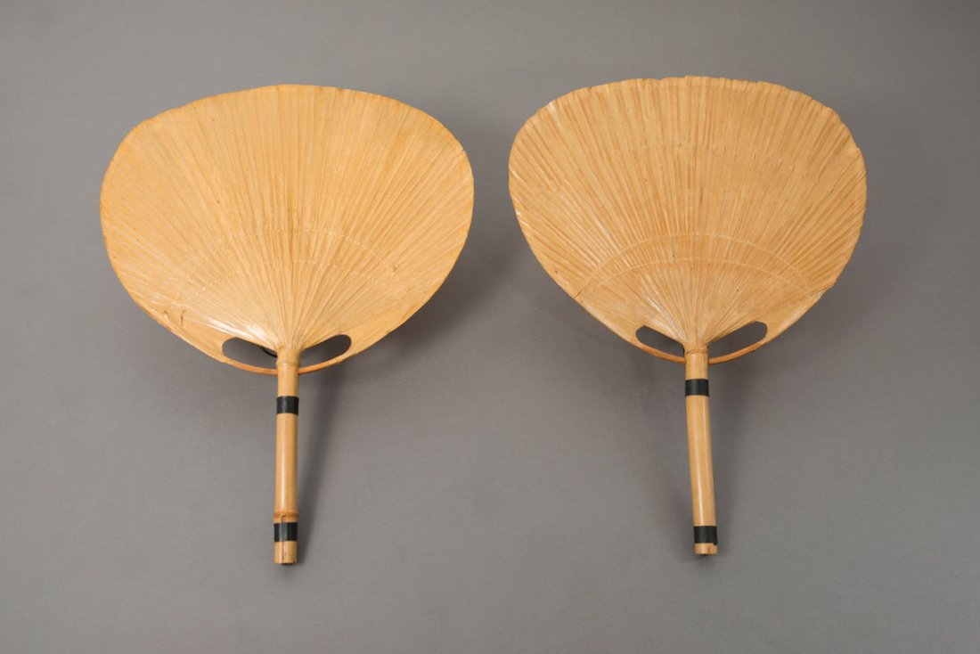 Ingo Maurer. Two 'Uchiwa ' floor lights, 1973. H. 74.5 : Ingo Maurer. Two 'Uchiwa ' floor lights, 1973. H. 74.5 cm; D. 56.5 cm. Made by Design M Ingo Maurer Munich. Bamboo, rice paper.