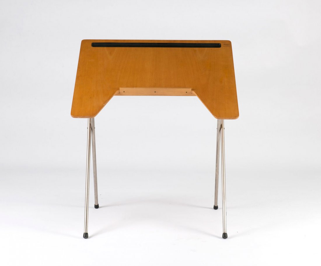 Bruno Mathsson. Folding table, 1940s. H. 81.5 x 70 x 59: Bruno Mathsson. Folding table, 1940s. H. 81.5 x 70 x 59.5 cm. Made by Karl Mathsson, Vaernamo. Birch wood, nickel-plated tubular steel. Marked: BRUNO MATHSSON DESIGN MADE IN SWEDEN.