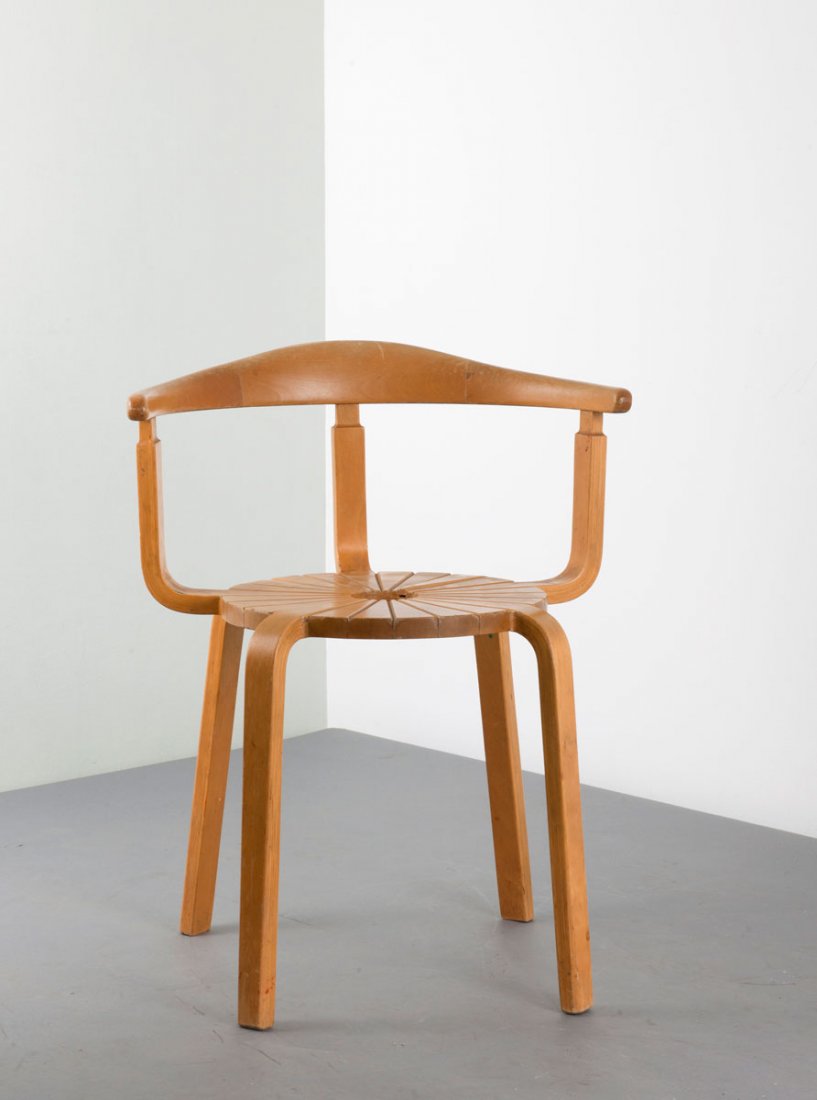 Aulis Leinonen. 'Ananas' armchair, 1959. H. 69.5 x 56.5: Aulis Leinonen. 'Ananas' armchair, 1959. H. 69.5 x 56.5 x 45 cm. Made by Asko Oy, Helsinki. Birch wood, birch plywood. Marked: ASKO badge.