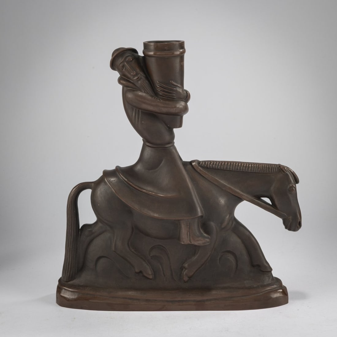Gerhard Marcks, 'Candle Rider', 1918/19: <p>H. 28.5 cm. Execution: StPM Meissen, 1964. B&ouml;ttger stoneware. Marked: Swords, B&Ouml;TTGER / STEINZEUG, 104, year mark for 1964, A 1017 (stamped). </p><hr><p>Li