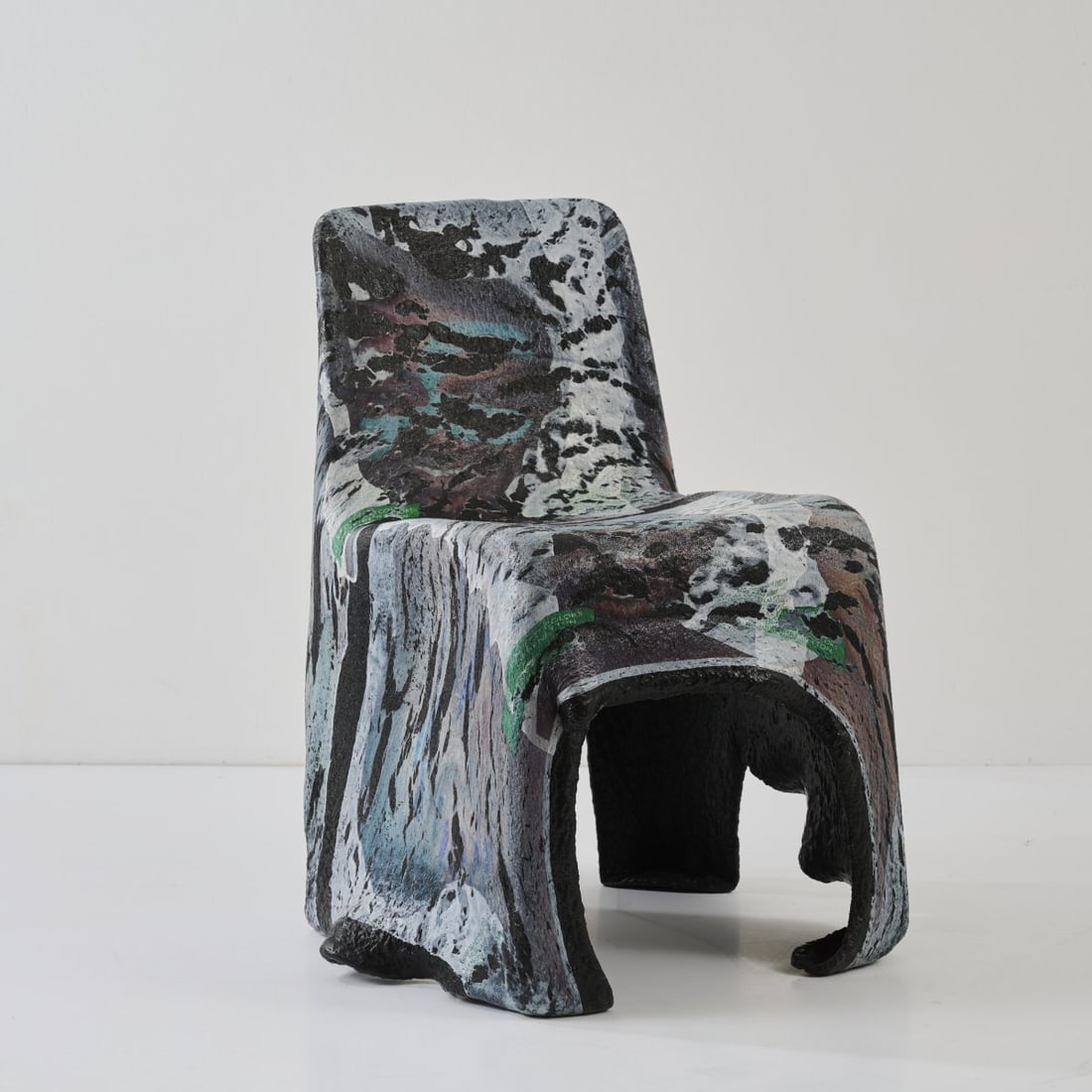 Beata Bär, Gerhard Bär, Hartmut Knell, Chair 'Benetton - Oliviero Toscani, c. 1994: <p>H. 74 x 59 x 61.5 cm. <br />B&auml;r &amp; Knell, Bad Wimpfen, c. 1994. <br />Recycled plastic, multicolored. <br />Marked: Manufacturer's mark.</p>