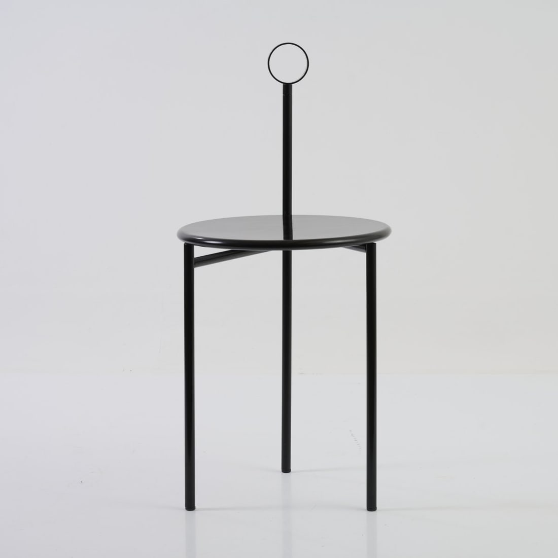 Philippe Starck, Chair / side table 'Mickville', 1985: <p>H. 81 x 38 x 40.5 cm. <br />Driade Aleph, Milan. <br />Tubular metal, sheet metal, painted black. </p>