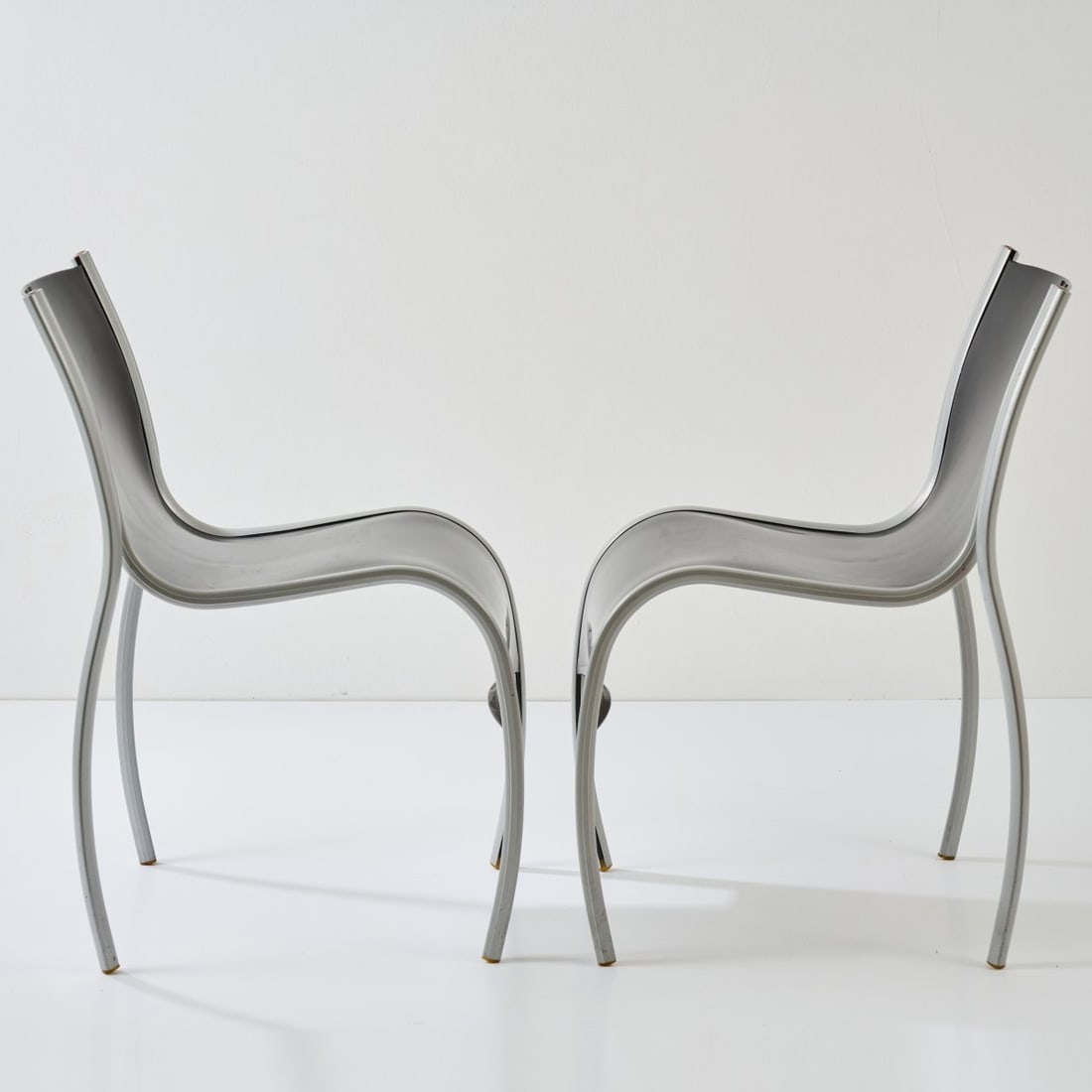 Ron Arad, Two chairs 'FPE (Fantastic, Plastic, Elastic)', 1997 (design): <p>H. 78 x 43 x 55.5 cm. <br />Kartell, Milan.<br />Aluminum, polypropylene, black. <br />Marked: Manufacturer and designer's information (embossed).</p>