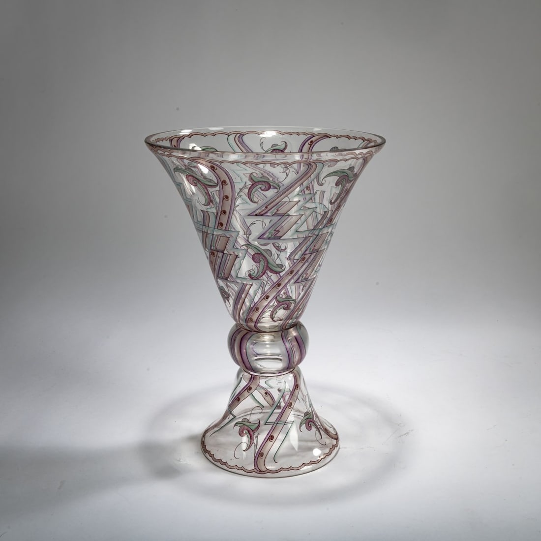 Vienna, Cup vase, c. 1920: <p>H. 26.3 cm, &Oslash; 18.8 cm. Colorless glass, polychrome enamel decoration. Unsigned.</p>