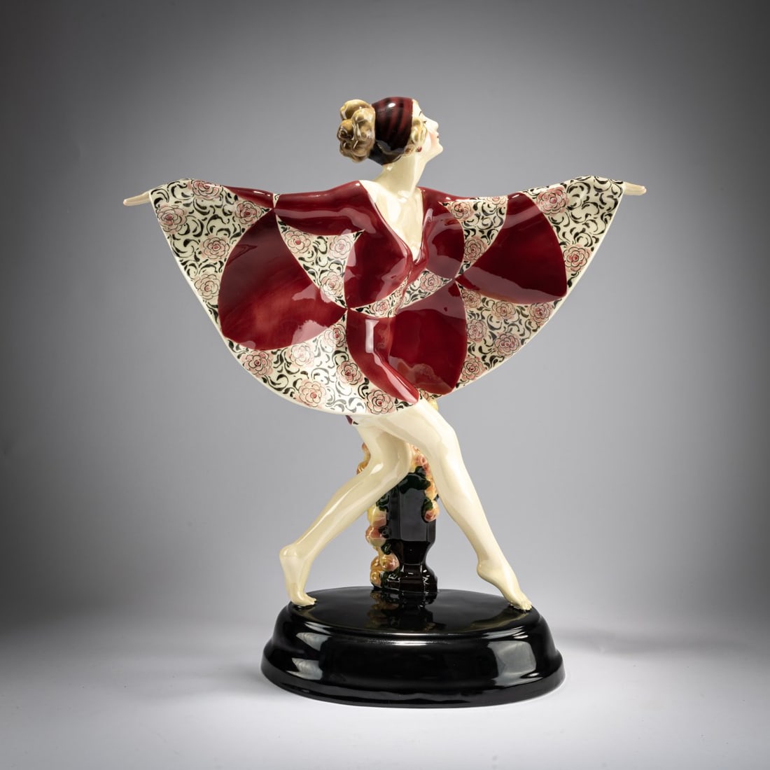 Josef Lorenzl, 'Dancer in a butterfly costume', c. 1924/25: <p>H. 46.8 cm. Execution: Friedrich Goldscheider, Vienna. Earthenware, polychrome glaze. Bottom marked: MADE IN AUSTRIA, Goldscheider Wien, Hand-Decorated (black glaze stamp), 5434 405 7 (emboss