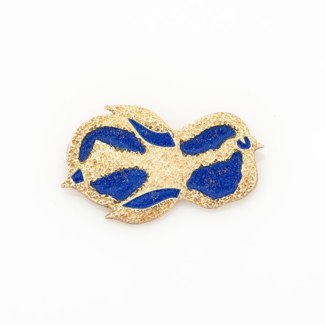 Georges Braque (after), Brooch 'Antiborée', circa 1963 (design): <p>Sterling silver, gold-plated, blue enamel. <br />16.94 grams. 33 x 57 mm. <br />Made by Cas Bernard, 1990s. <br />Stamped: BC, 925, Bijoux de G. Braque...</p>