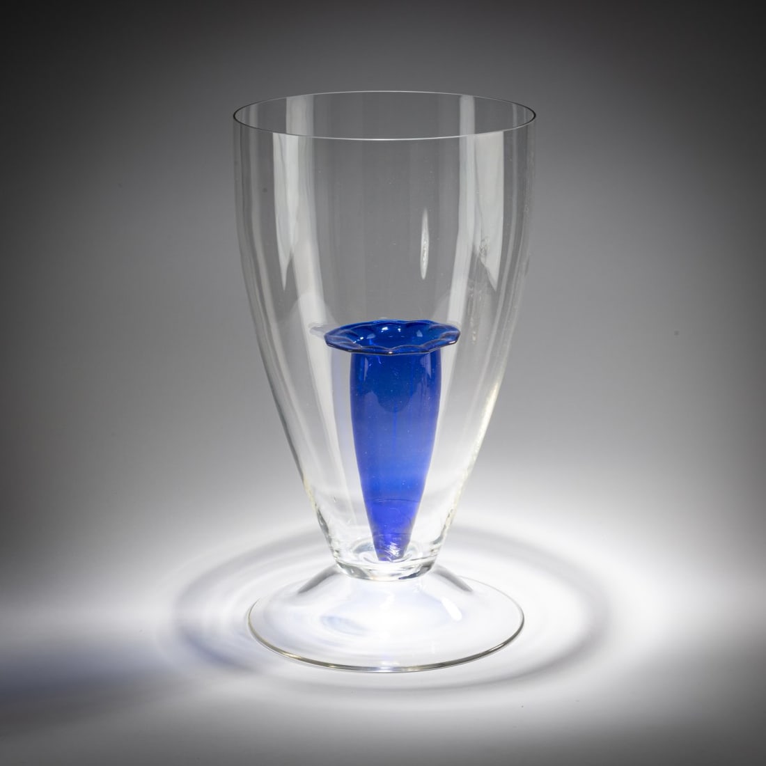 Philippe Starck , 'Garnier' vase from the 'Follies' series, 1990 (design): <p>H. 49 cm, &Oslash; 28 cm. <br />Driade, Corsico. <br />Glass, colorless and dark blue. </p>