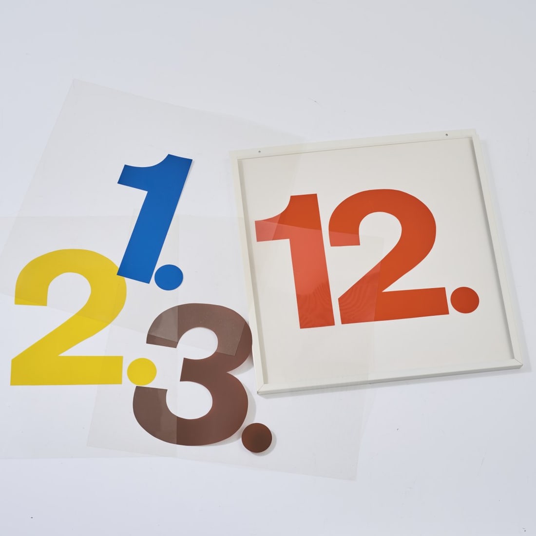 Paul Talman, 'Transparent, Colored Calender', 1969 (design): <p>H. 53 x 50.5 x 1.5 cm. <br />Switzerland, 1980s. <br />Sheet metal, white lacquered, color-printed plastic. <br />Marked: Designer's sticker, numbered 670 of 999. </p>