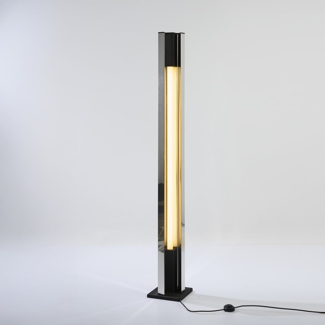 Ettore Sottsass, 'Moonlight - 14104' floor lamp, c. 1971: <p>H. 163.5 x 22 x 22 cm. <br />Arredoluce, Monza. <br />Cast metal, sheet metal, nextel lacquered, sheet metal, chrome-plated.