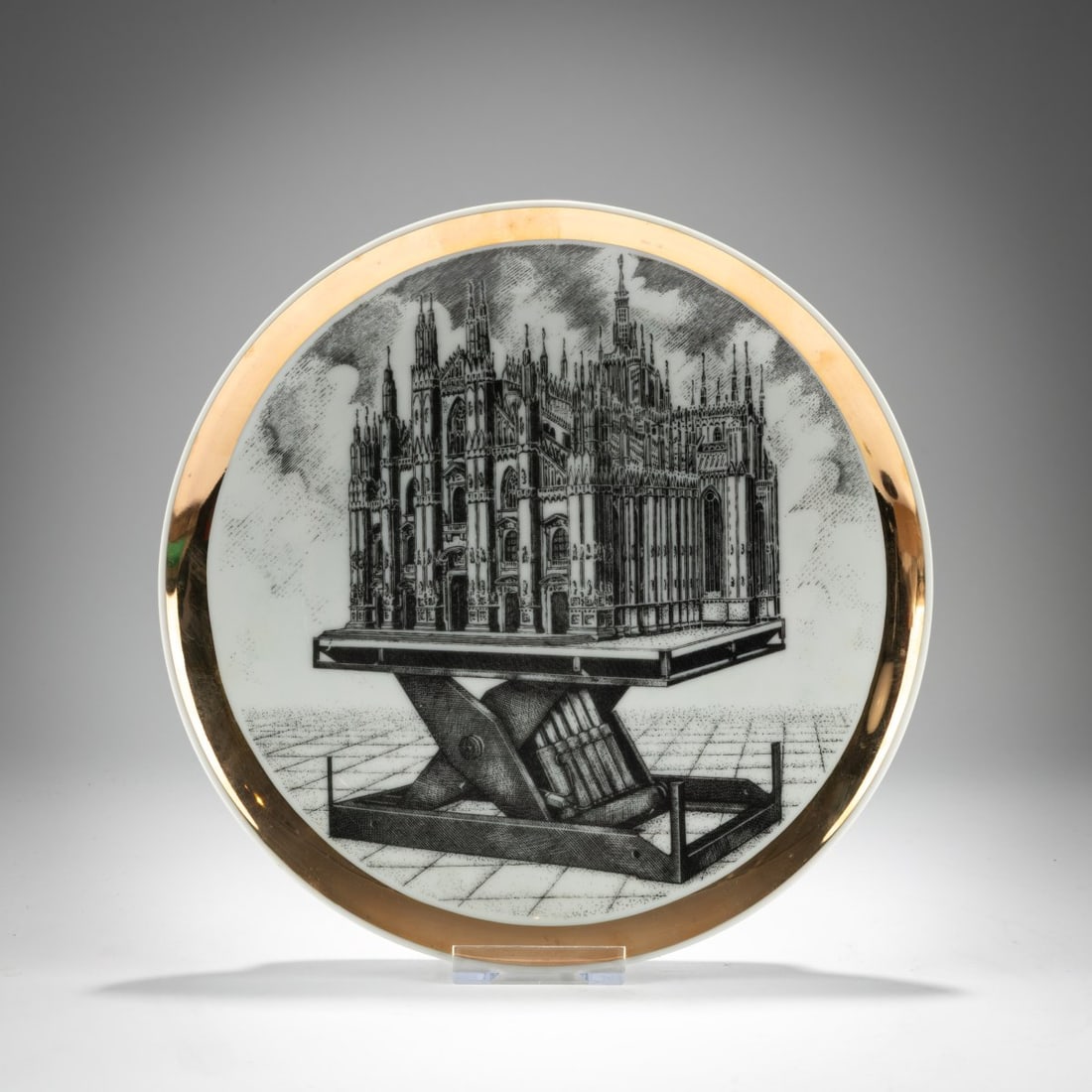 Piero Fornasetti , Decorative plate 'Duomo di Milano', 1960s/70s (1 of 2)