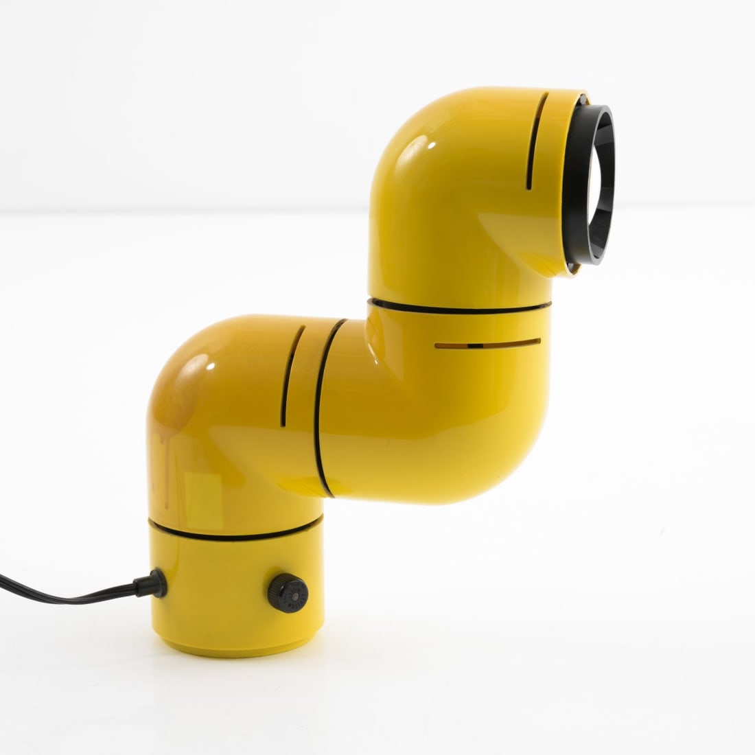 André Ricard, 'Tatü' table light, c. 1972: <p>H. 25 cm. <br />Metalarte, Barcelona. <br />Yellow and black ABS plastic. <br />Marked: manufacturer's mark (embossed).</p>