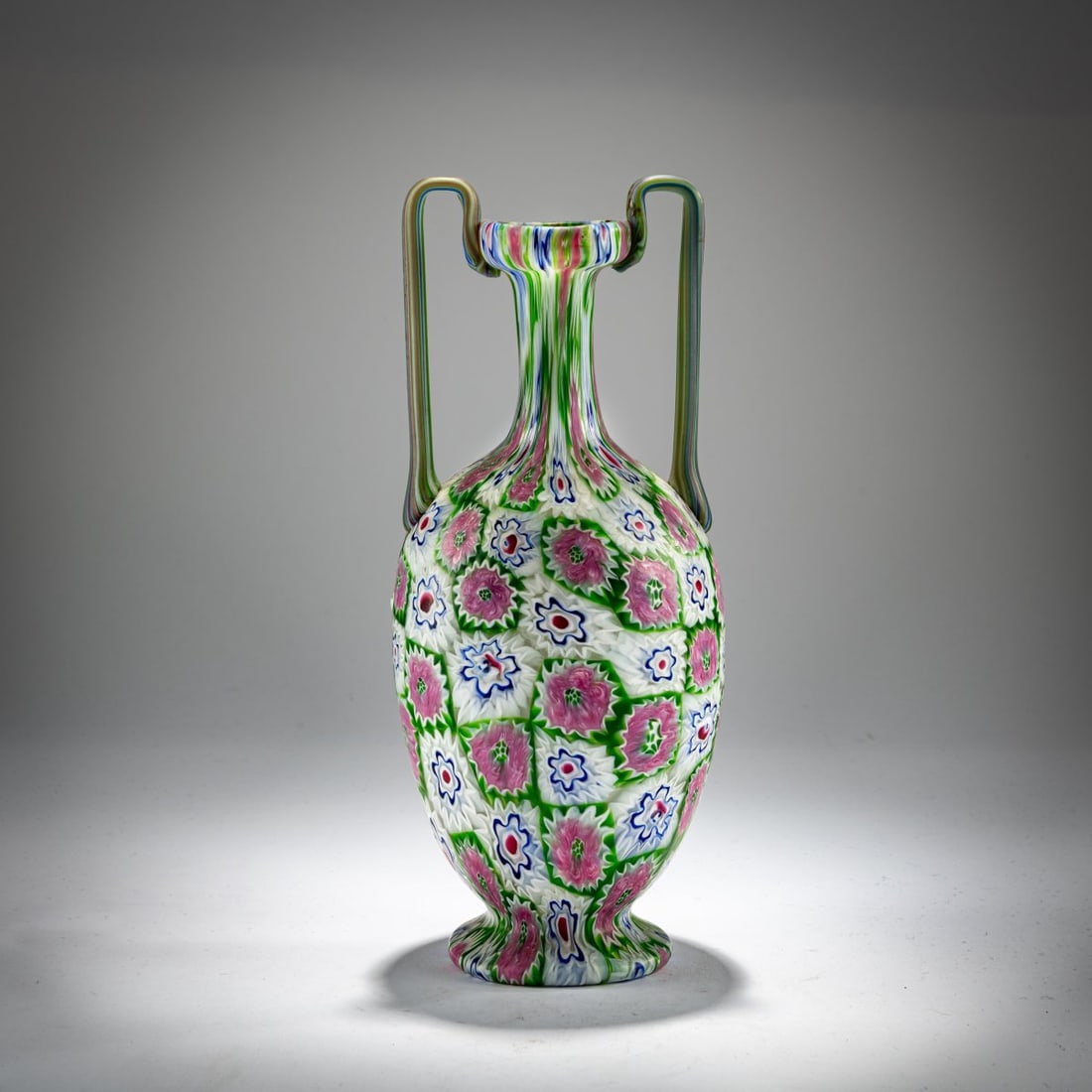 Fratelli Toso, Small 'Millefiori' vase with handles, c. 1903 (1 of 4)