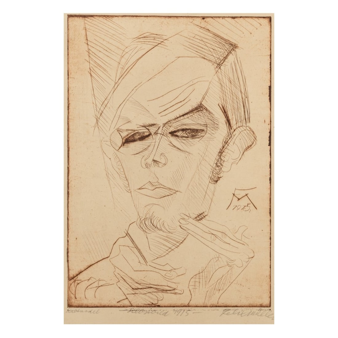 Conrad Felixmüller (1897 Dresden - 1977 Berlin), Self-portrait (Head with Hands), 1915 (1 of 2)