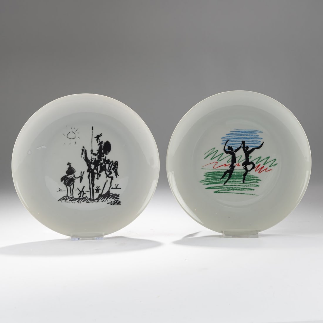 Pablo Picasso (1881 Malaga - 1973 Mougins) (after), 2 plates 'Don Quixote' and Dancers in a (1 of 5)