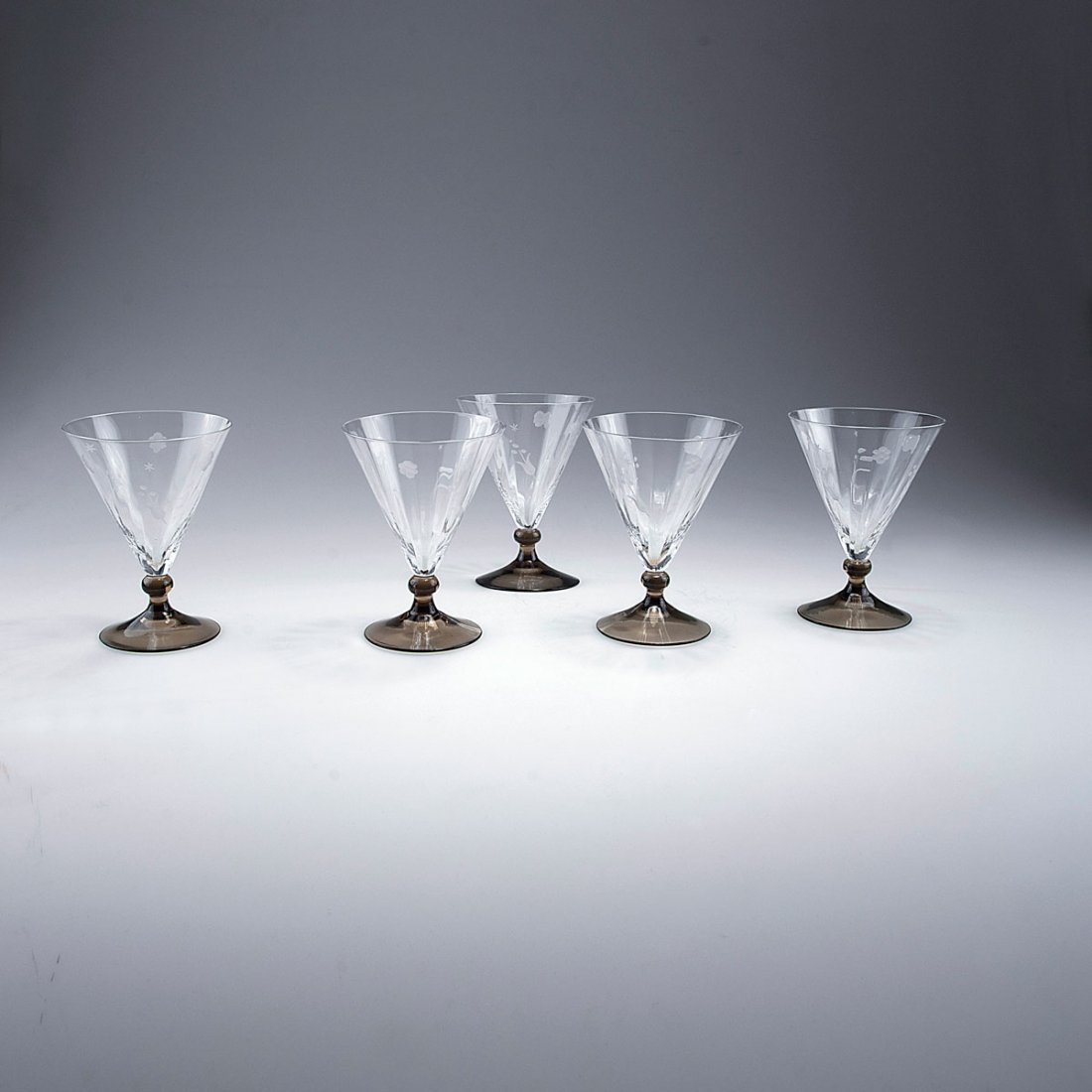 Sweden. Five champagne glasses, c1920. H. 13.1 cm. Clea
