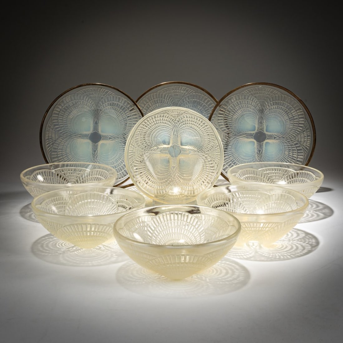 René Lalique, Six bowls and six plates 'Coquilles' No. 5, 1924 (1 of 3)