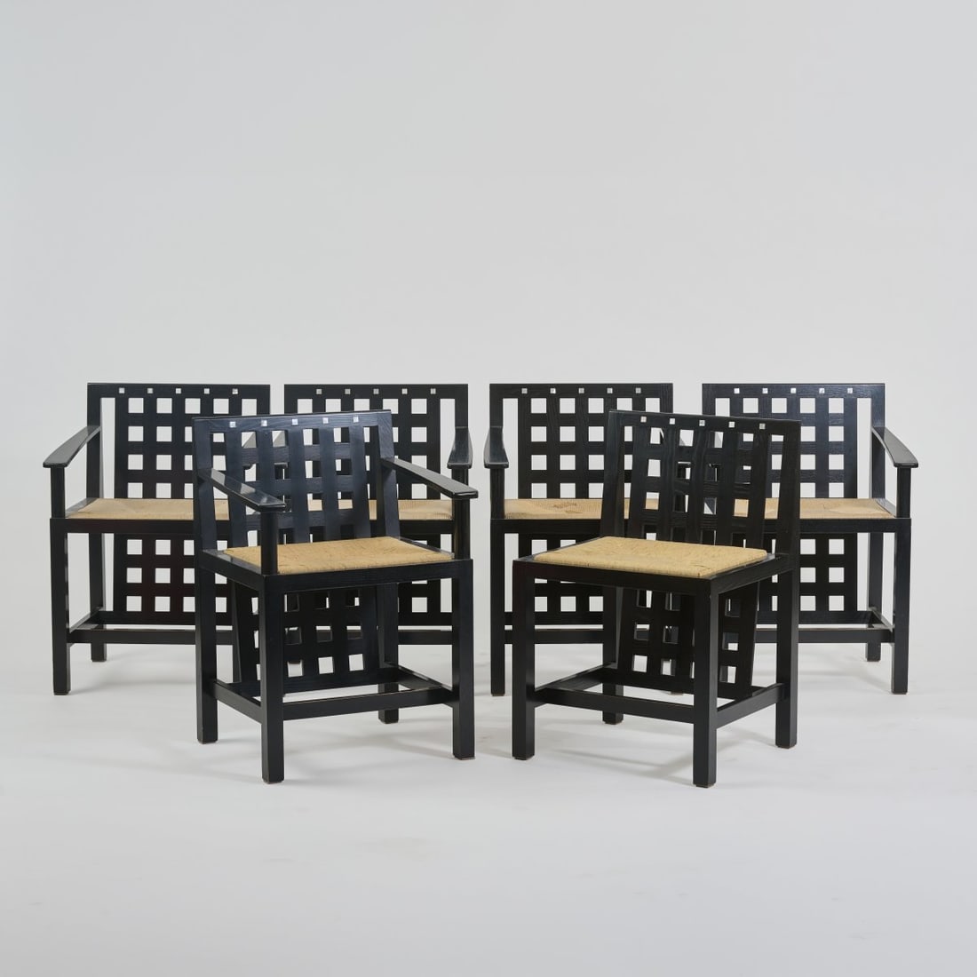 Charles Rennie Mackintosh, 5 armchairs 'Candida Cottage Chair - DS 3', 1 chair 'Candida Cottage (1 of 5)