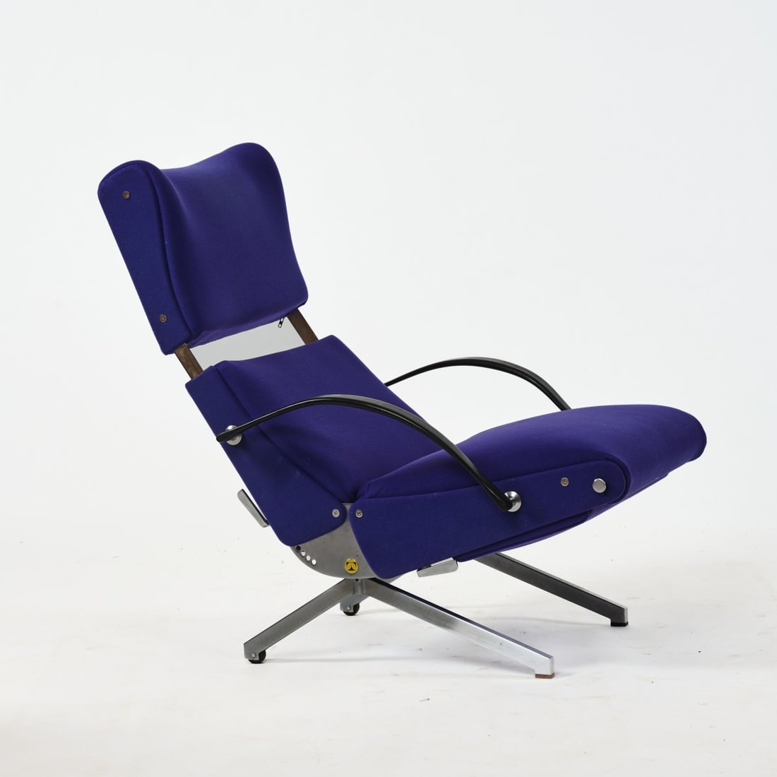 Osvaldo Borsani, 'P 40' armchair, 1955 (design): <p>H. 96-104 x 70.5 x 76 cm. <br />Tecno, Milan. <br />Tubular metal, sheet metal, nickel plated, purple textile cover, black rubber. <br />Marked: Manufacturer's