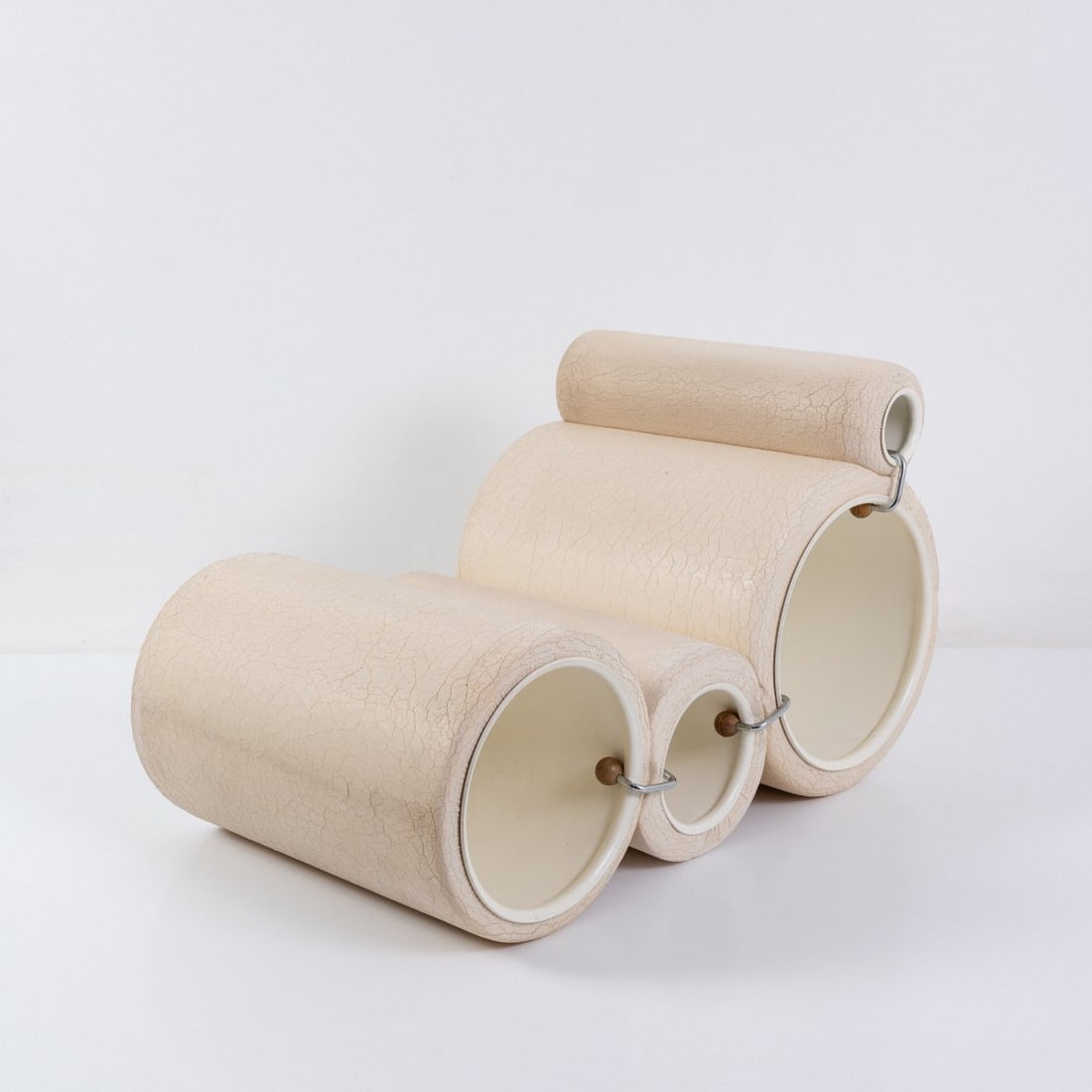 Joe Colombo, 'Tube chair' armchair, 1969 (design): <p>Depth 58 cm, &Oslash; 18-49 cm; assembled: H. 61 x 60 x 109 cm. <br />Flexform, Meda Milan. <br />PVC, white, polyurethane, white plastic coating; six stainless steel cuffs