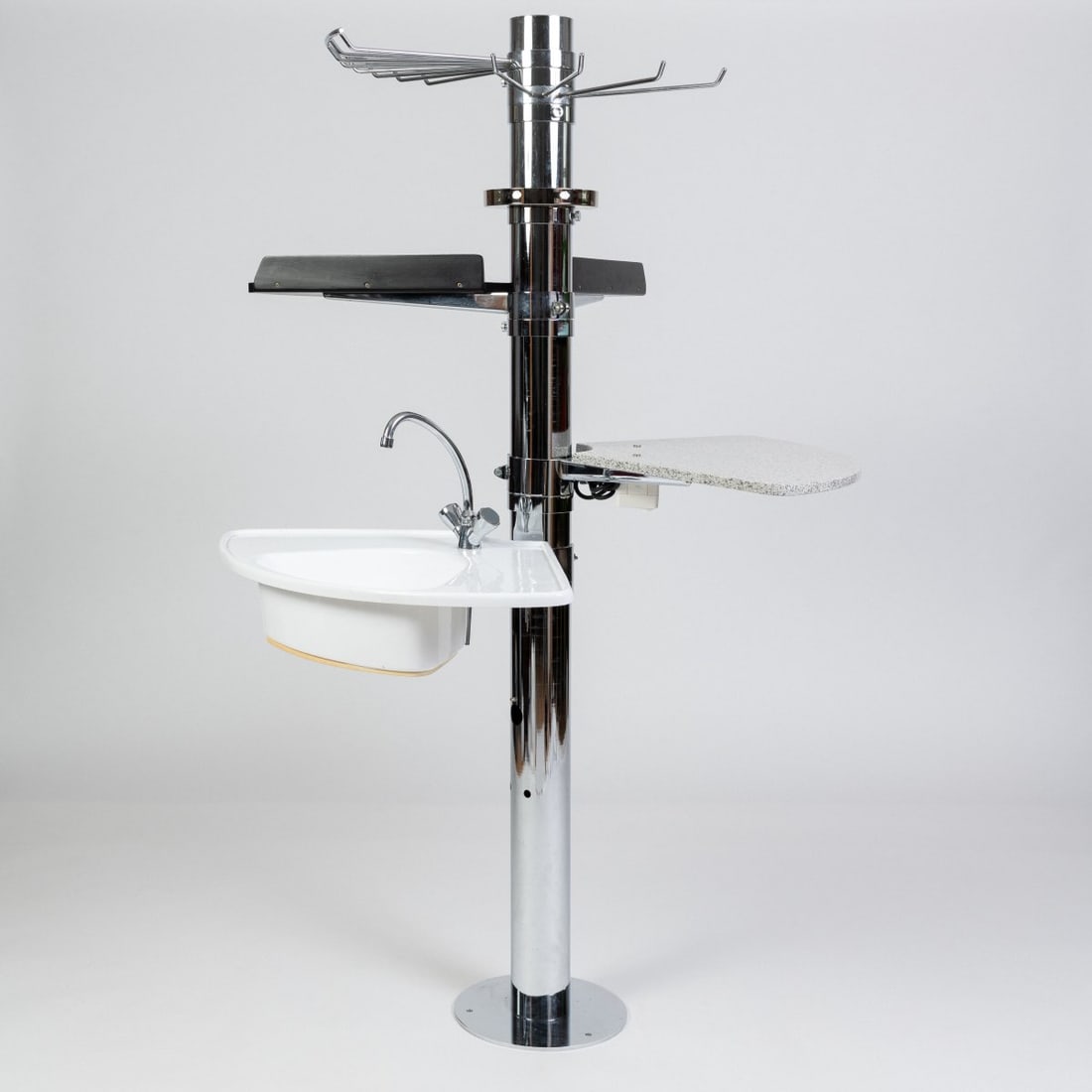Stefan Wewerka, 'Kitchen Tree', 1984 (design): <p>H. 196 cm, &Oslash; approx. 130 cm. <br />Tecta, Lauenf&ouml;rde. <br />Metal tube, chrome-plated metal rods, white plastic, black lacquered wood, artificial stone.</p&