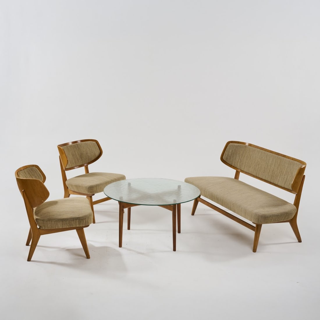 Herta-Maria Witzemann, Seating ensemble: sofa, two armchairs, coffee table, c. 1958 (1 of 8)