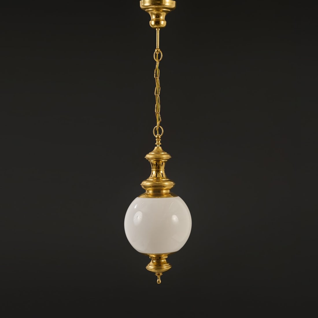 Luigi Caccia Dominioni, Ceiling light 'LS1GC', 1954 (design): <p>H. 104 cm, &Oslash; 25 cm. <br />Azucena, Milan. <br />Brass sheet, matte glass.</p>