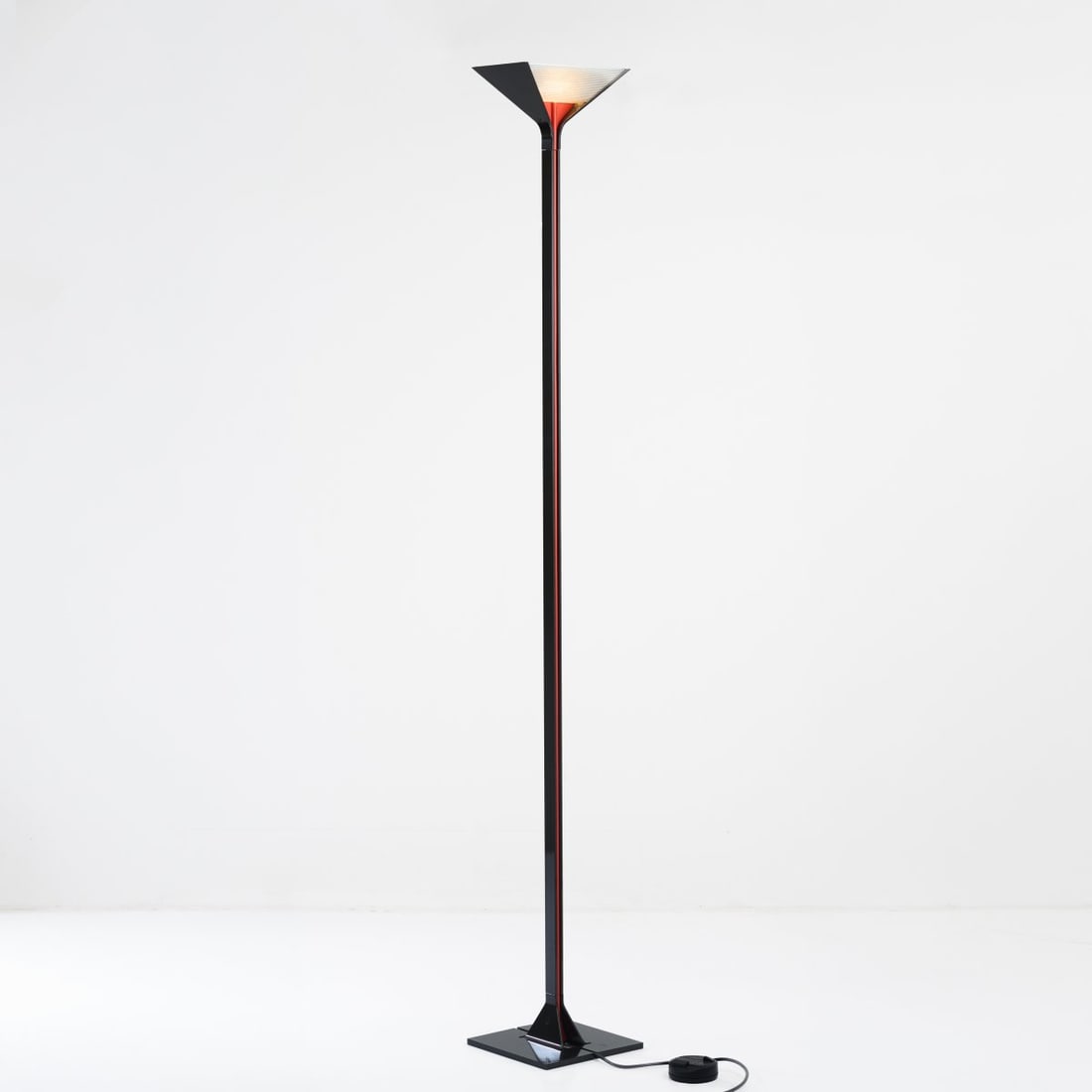 Tobia Scarpa , 'Papillona' floor lamp, 1975 (design): <p>H. 192 x 24.5 x 25 cm. <br />Flos, Brescia. <br />Cast aluminum, painted anthracite gray, metallized glass, red plastic. <br />Marked: manufacturer's
