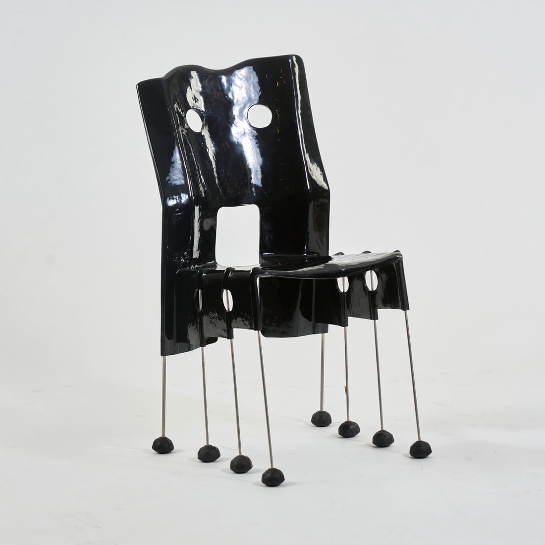 Gaetano Pesce, 'Greene Street Chair', 1984 (design): <p>H. 95.5 x 48.5 x 58 cm. <br />Vitra, Birsfelden, 2005. <br />Chrome-plated steel rods, fiberglass, black and red polyester. <br />Marked: Manufacturer's plaque with designer
