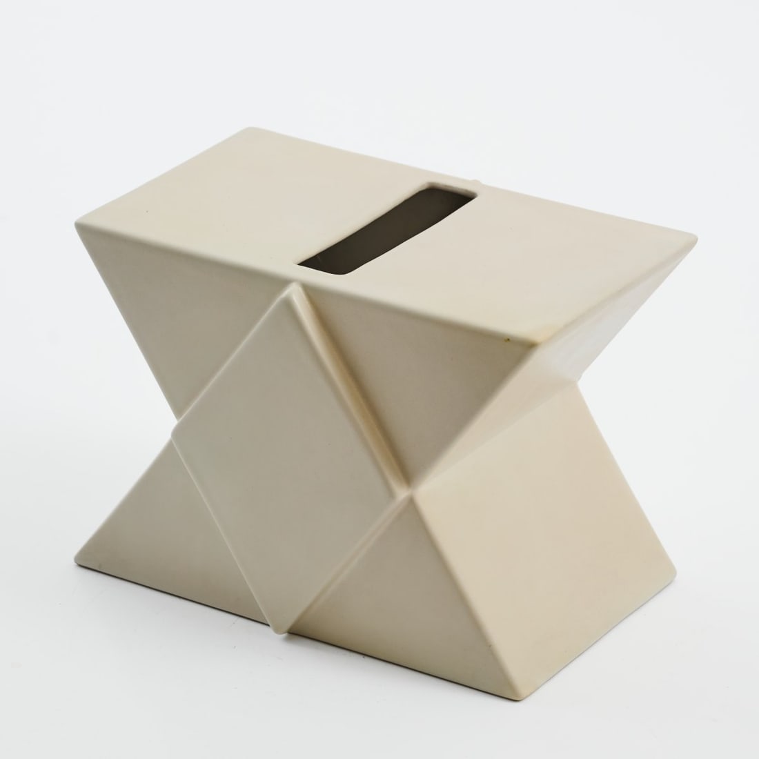 Ettore Sottsass, Vase 'Y 30' from the 'Yantra' series, 1969 (design): <p>H. 20.5 cm. <br />Design Centre, Poltronova, 1969-79. <br />Earthenware, glazed white. <br />Marked: Sottsass, y/30 (handwritten).</p><hr><p>Literature:<