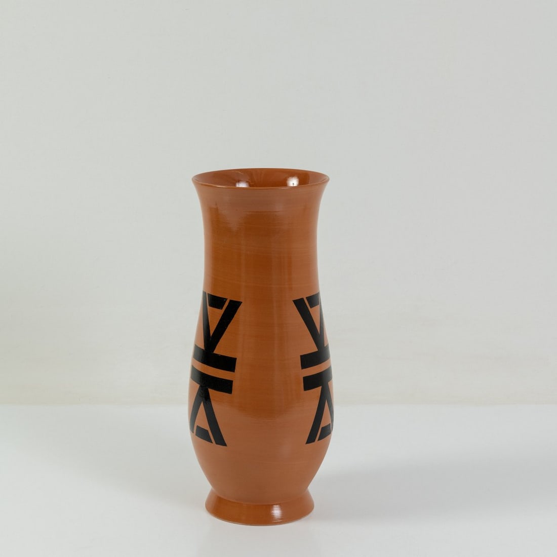 Alessandro Mendini , 'Moorea' vase from the 'Easy Home' collection, 1995 (design): <p>H. 60.3 cm. <br />Memphis, Milan. <br />Terracotta, colorless glaze, with black glaze painting. <br />Marked: A. Mendini per Memphis (handwritten).</p>