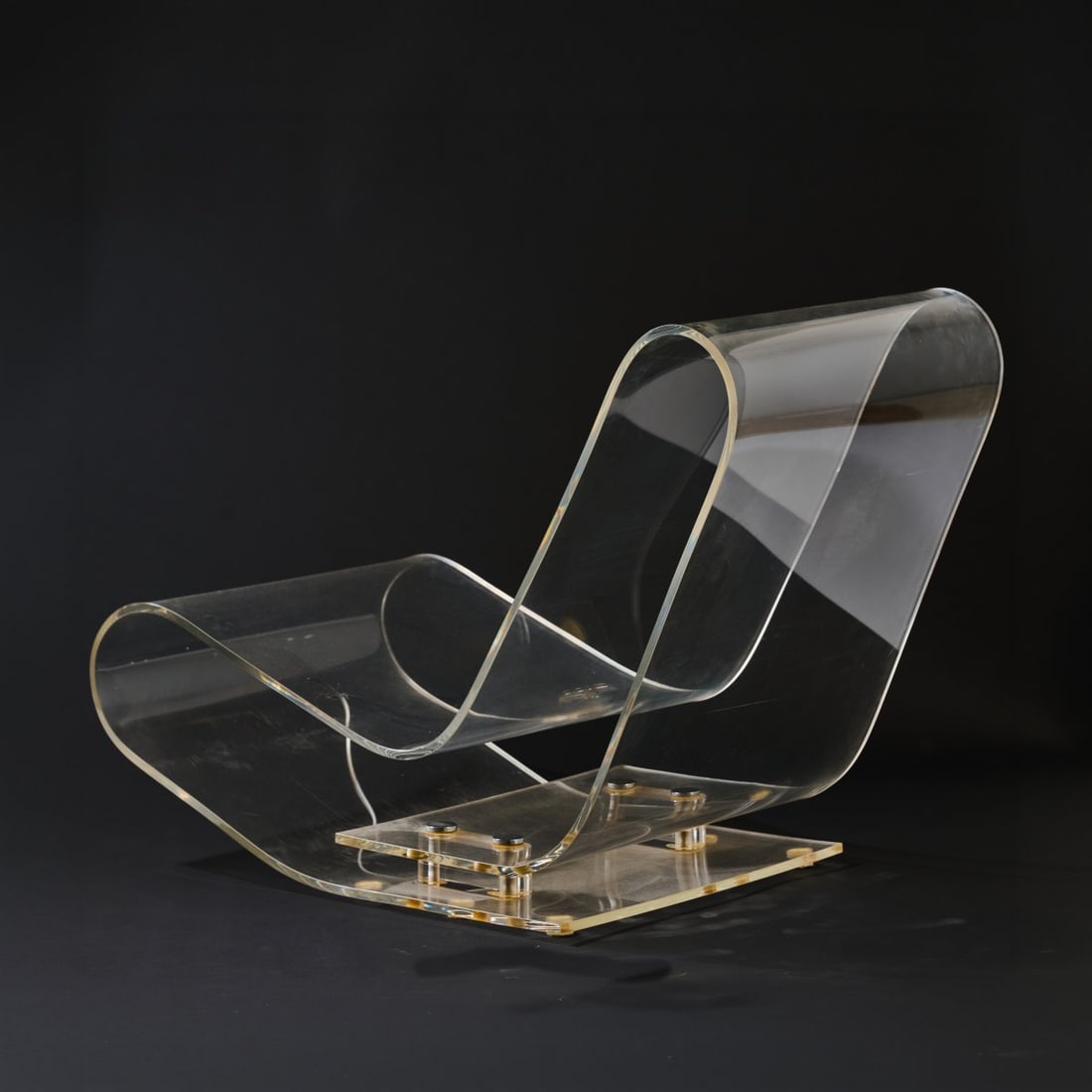 Maarten van Severen, Chair 'LCP', 2004 (design): <p>H. 64 x 48 x 93 cm. <br />Kartell, Noviglio. <br />Plexiglass, colorless, stainless steel. </p><hr><p>Literature:</p><p>Fiell, 1000 Chairs, Cologne 1