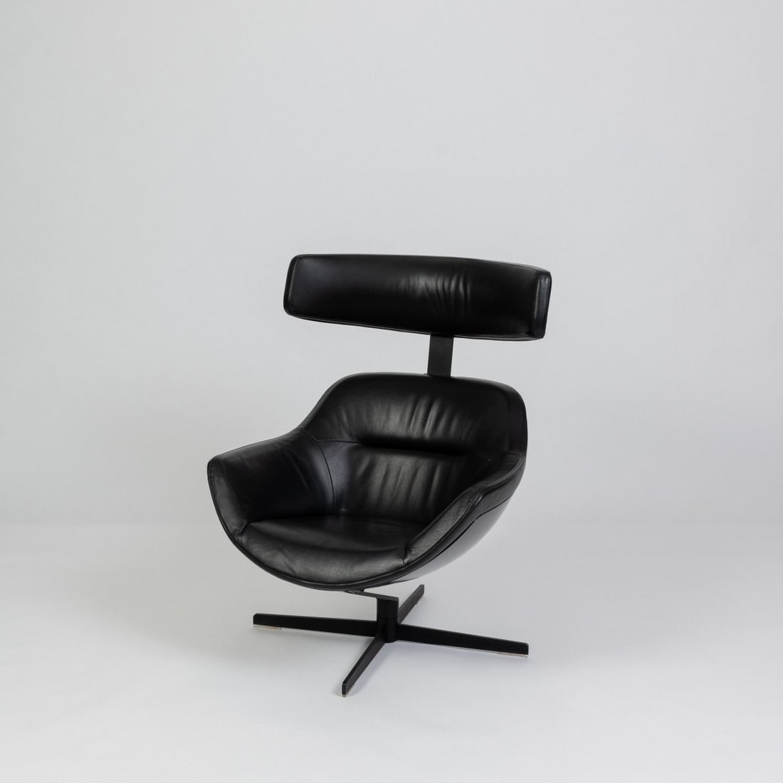 Jean-Marie Massaud, 'Auckland' armchair, 2005 (design): <p>H. 97-105 x 76.5 x 78 cm. <br />Cassina, Milan. <br />Square metal frame, steel strip, black lacquer, plastic, black, leather, black. </p>