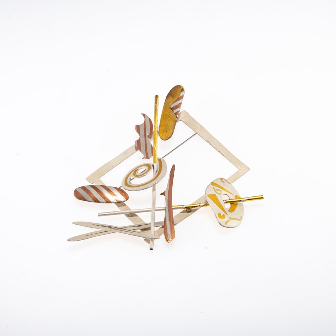 Manfred Bischoff (1947 Schömberg - 2015 Siena), Brooch, c. 1980: <p>Silver, copper, tombac, gold. <br />20.92 grams. 96 x 77 mm.</p>