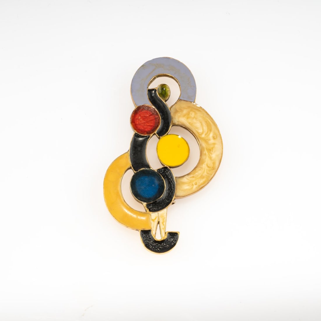 Sonia Delaunay-Terk (1885 Hradysk, Ukraine - 1979 Paris), Pendant 'Flamenco', 1995: <p>Metal, gilt, polychrome enamel. <br />18.17 grams. 74 x 43 mm. <br />Number 148 of 500, Edition Artcurial, Paris. <br />Stamped: ARTCURIAL; signed: S. Delaunay, 148/500.<