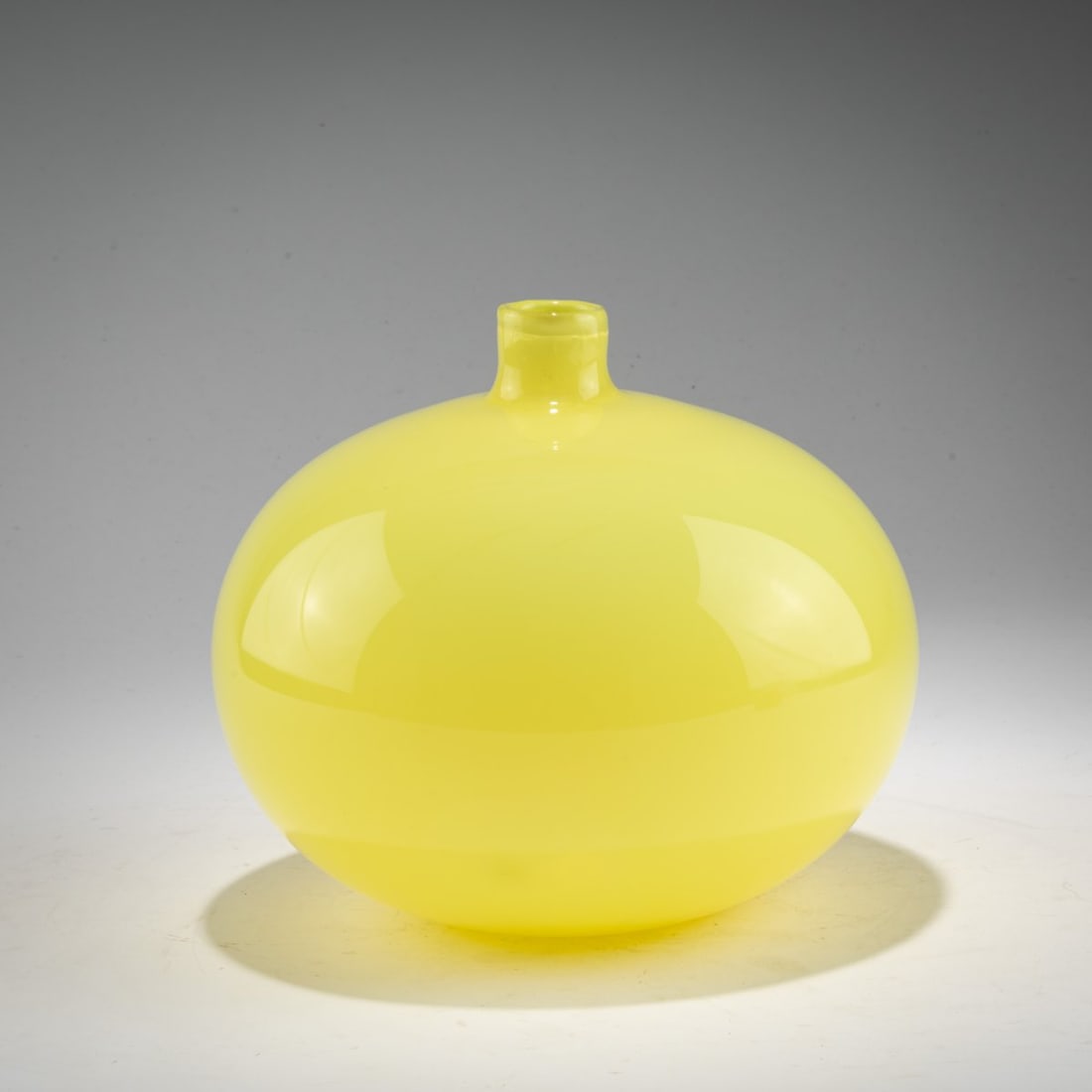 Paolo Venini, 'Opalino' vase, c. 1952: <p>H. 18 cm. Execution: Venini. Cased glass, colorless, yellow and opalescent. Marked on the base: venini murano ITALIA (acid stamp).</p>