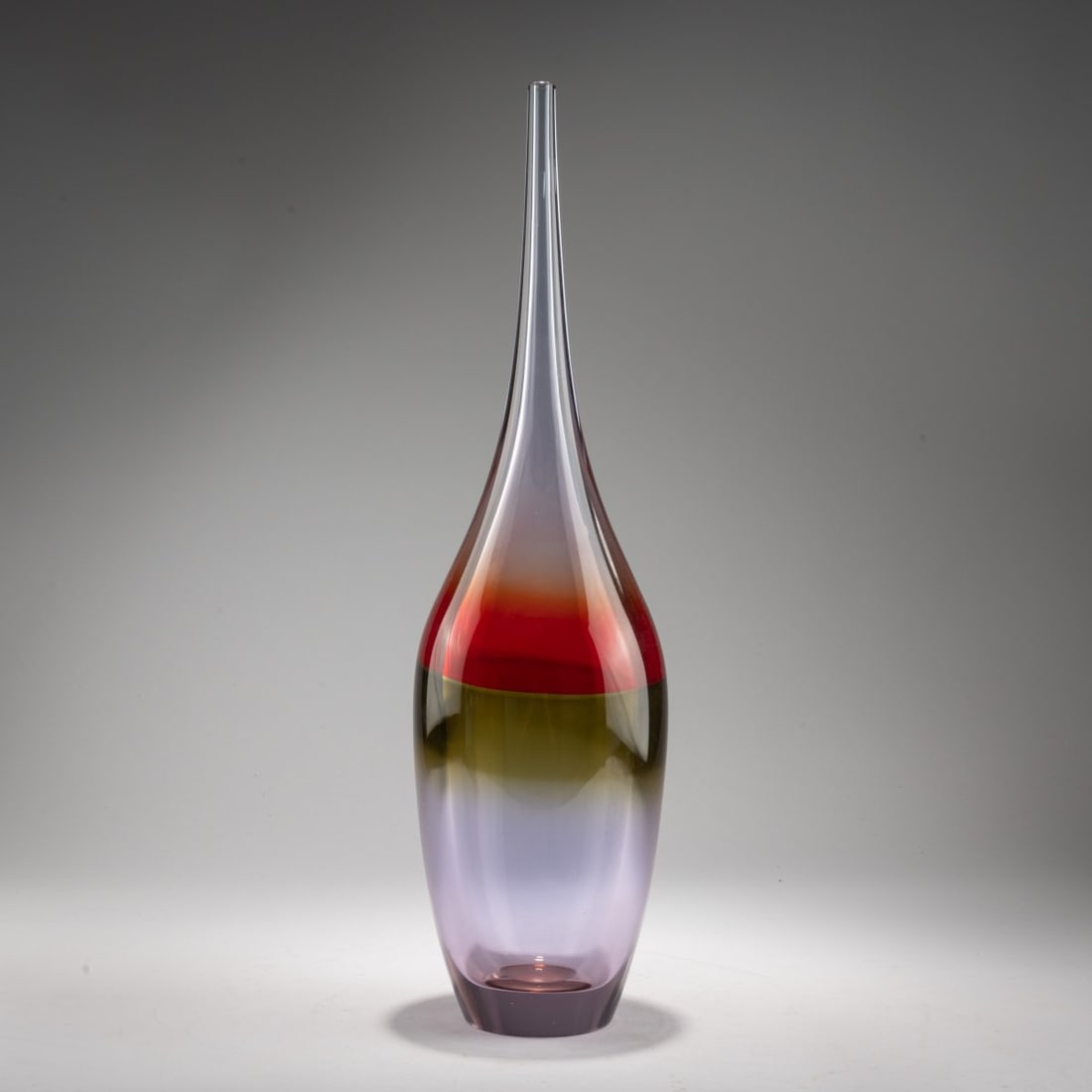 Gino Cenedese, 'Orizzonte' vase, 1960s: <p>H. 52 cm. Violet-tinted glass with a red and yellow color gradient. </p>