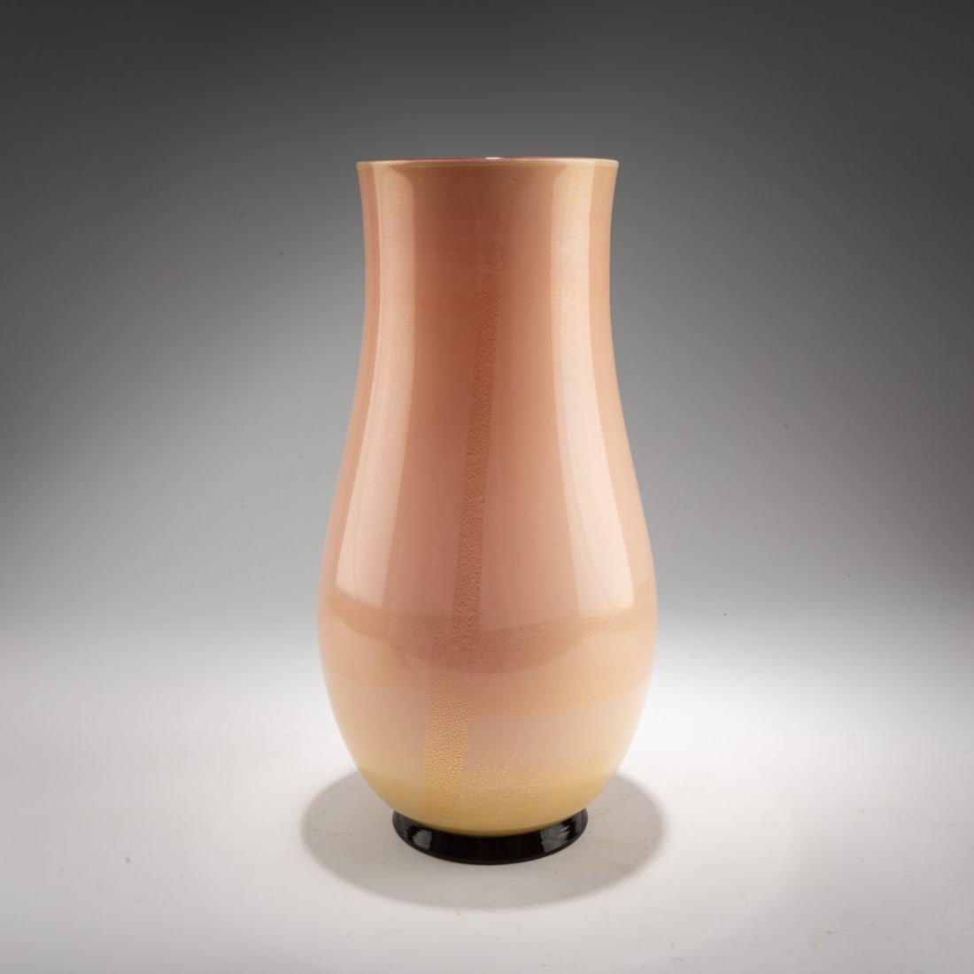 Tomaso Buzzi, 'Laguna' vase, 1932/33: <p>H. 37 cm. Execution: Venini, 1997. Cased glass, colorless, peach-colored, and white; base ring straw-yellow, with finely burst gold foil. Marked: venini 97 (engraved); manufacturer&rsquo;
