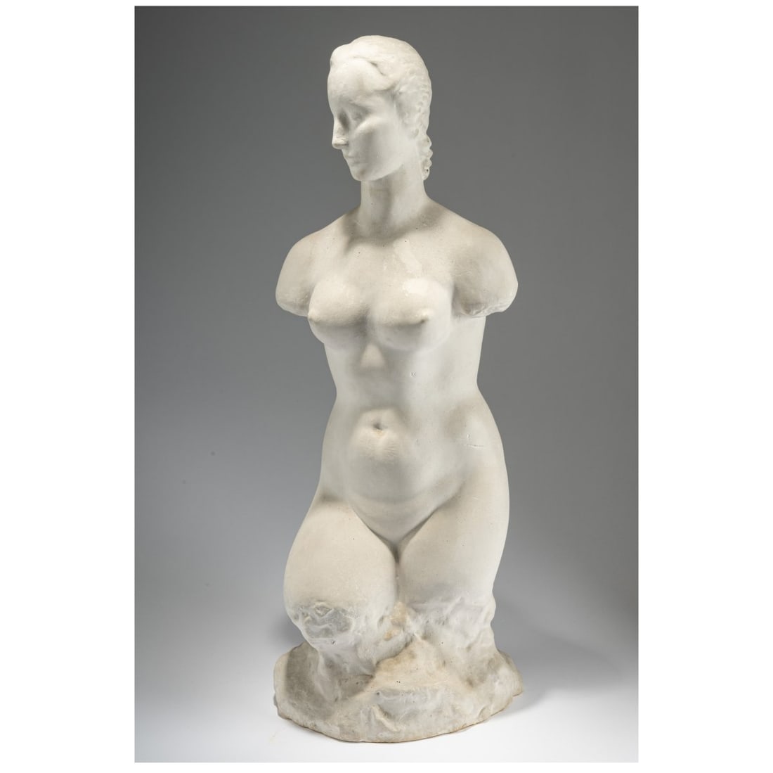 Wilhelm Lehmbruck (1881 Duisburg - 1919 Berlin), Sculpture 'Small Female Torso (Hagen: <p>Mineral hollow casting. H. 69.8 x 24.5 x 22.7 cm, weight 9.90 kg. Signed on the reverse at the top of the base under the left leg: LEHM...[BRUCK] (partially illegible). </p><hr>&l