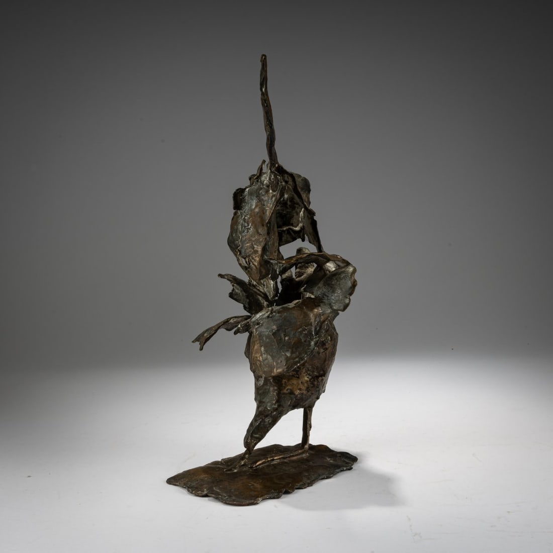 Gotthelf Schlotter (1922 Hildesheim - 2007 Darmstadt), Bronze 'Fasan', 1969: <p>Bronze, brown patina. H. 35.5 x 15 x 15 cm. Signed and dated (19)69 and numbered (incised) 1/1 on the underside. Unique example 1/1. </p>