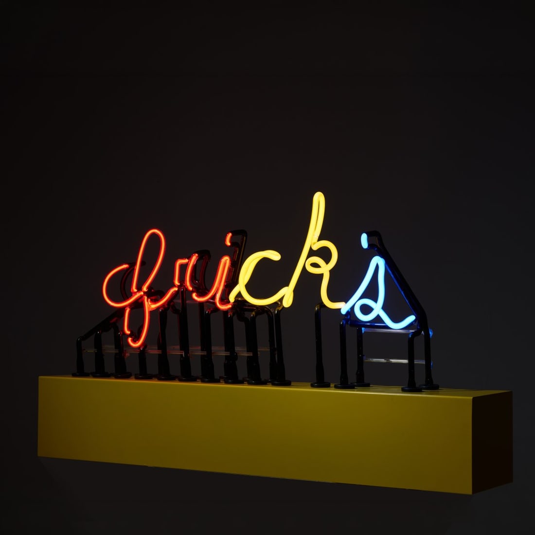 Richard Jackson (1939 Sacramento, CA - lives and works in Sierra Madre, CA), Object 'Dick': <p>Neon tubes, tubing, powder-coated steel base, electrified (can be set to continuous light or flashing). H. 49 x 91.5 x 15.5 cm (object). Copy 1 of 5 copies. Work from the About Change Collect