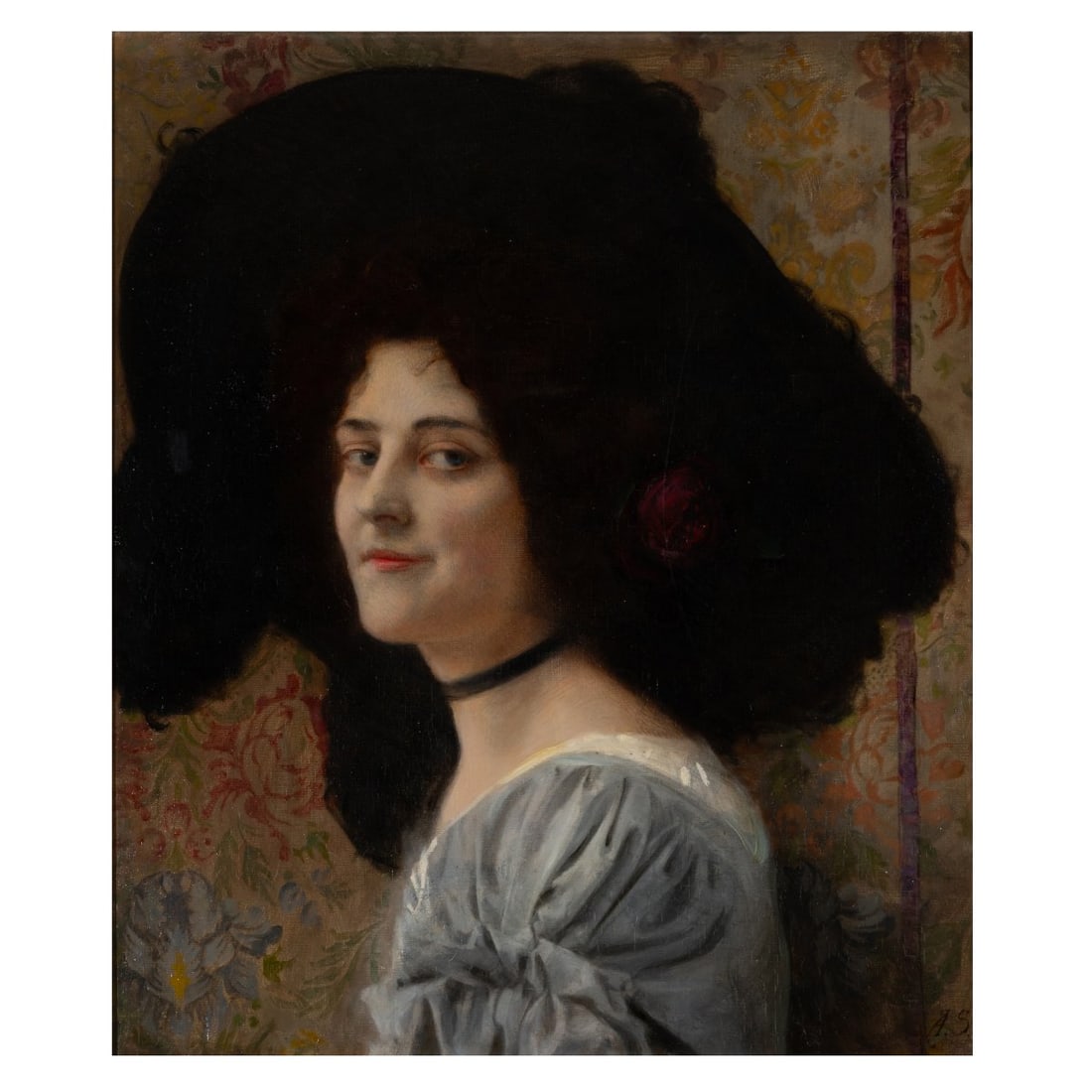 Albert Schreyer (1869 Vienna - 1945 ibid), Portrait of a young woman with a rose in her hair, (1 of 5)