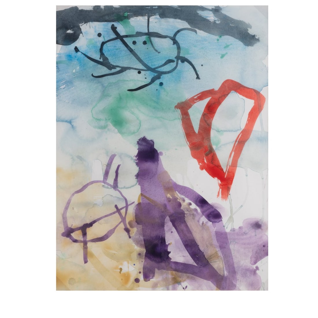 Jan Voss (1936 Hamburg - lives and works in Paris), Untitled, 1984: <p>Watercolor on Rives wove paper (watermarked). 81 x 63 cm (sheet). Signed lower right: VOSS and dated: (19)84 (pencil). Loose in a portfolio. </p>