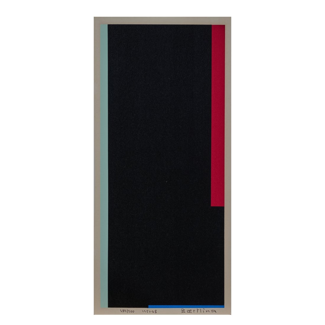 Olle Baertling (1911 Halmstad - 1981 Stockholm), Untitled from the portfolio 'The Angels of: <p>Color serigraph on heavy wove paper. 36.8 x 16.5 cm (print), 39 x 18.4 cm (sheet). Numbered at the bottom: 189/300, dated: 1951-68 and signed: BAERTLING (black felt-tip pen), numbered verso. 
