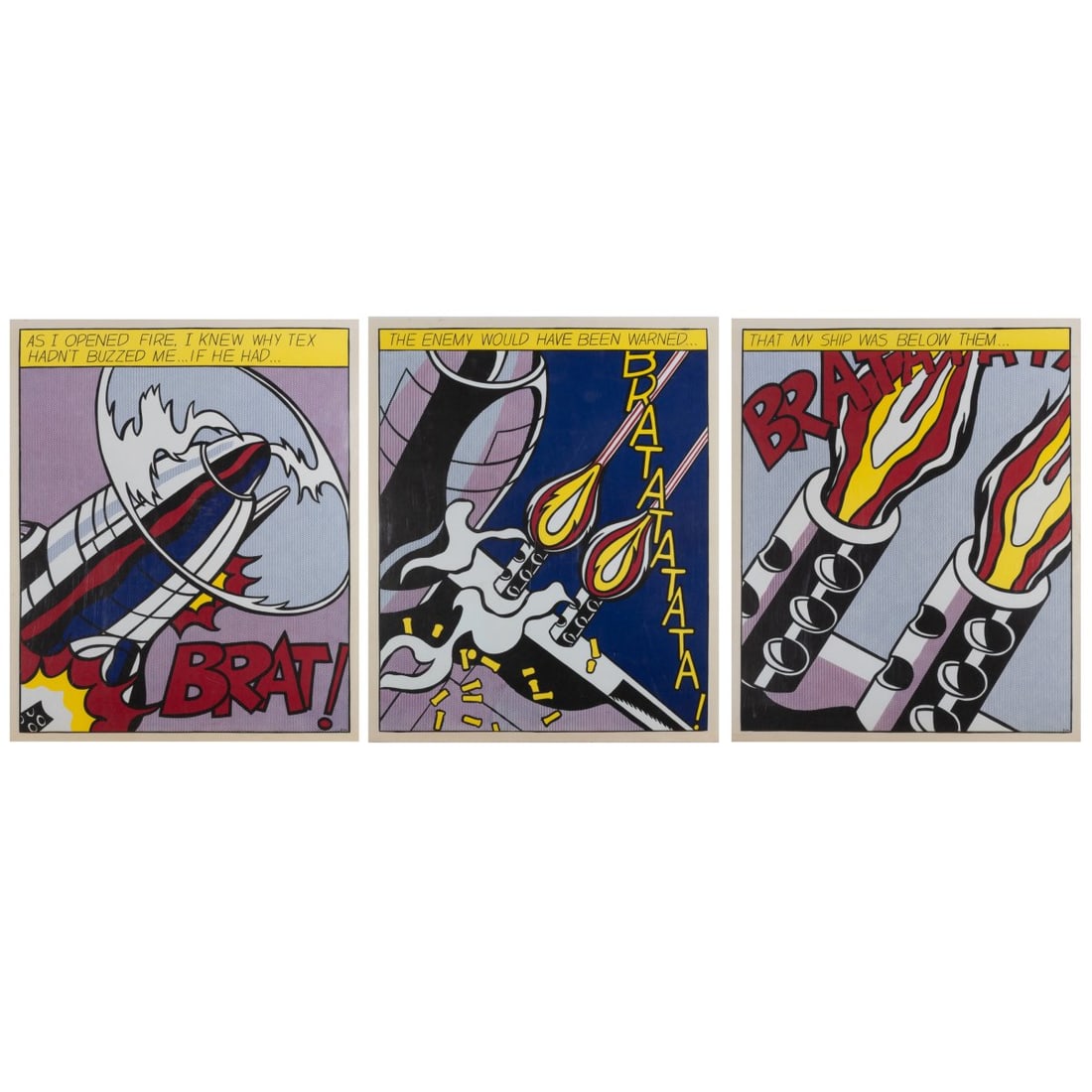 Roy Lichtenstein (1923 New York - 1997 ibid), 'as I opened fire' (Triptych), 1966 (1 of 3)